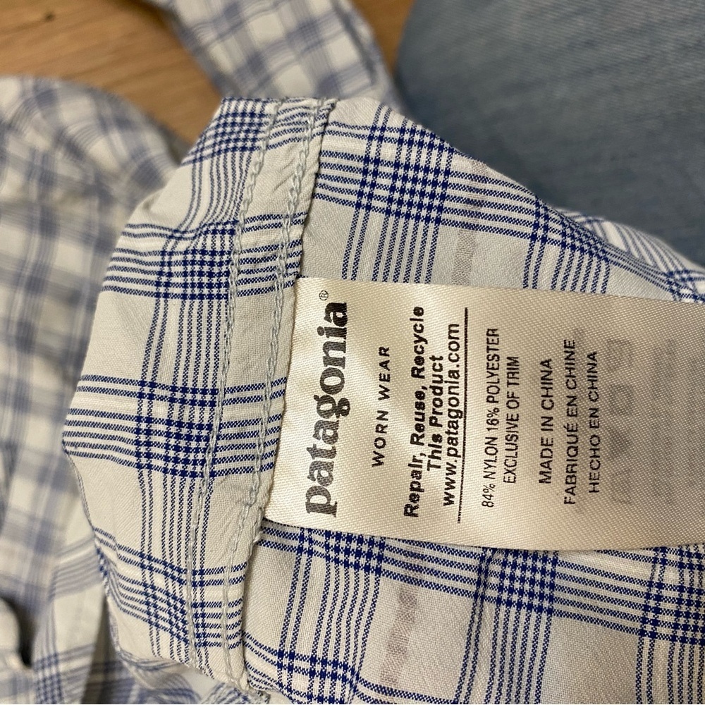 Patagonia Men’s Light Blue and White Plaid Button-Down Shirt - Picture 5 of 5